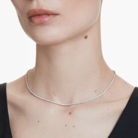 Colier Eternity Tennis cu diamante create în laborator, 3 Ct Tw, formă rotundă, aur alb de 14K Colier Eternity Tennis cu diamante create în laborator, 3 Ct Tw, formă rotundă, aur alb de 14K