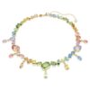 Colier Gema cu tăieturi mixte, cristale atârnătoare, multicolor, placat în nuanțe aurii Colier Gema cu tăieturi mixte, cristale atârnătoare, multicolor, placat în nuanțe aurii