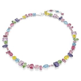 Colier Gema cu tăieturi mixte, multicolor, placat cu rodiu Colier Gema cu tăieturi mixte, multicolor, placat cu rodiu