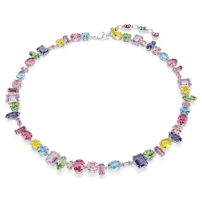 Colier Gema cu tăieturi mixte, multicolor, placat cu rodiu Colier Gema cu tăieturi mixte, multicolor, placat cu rodiu