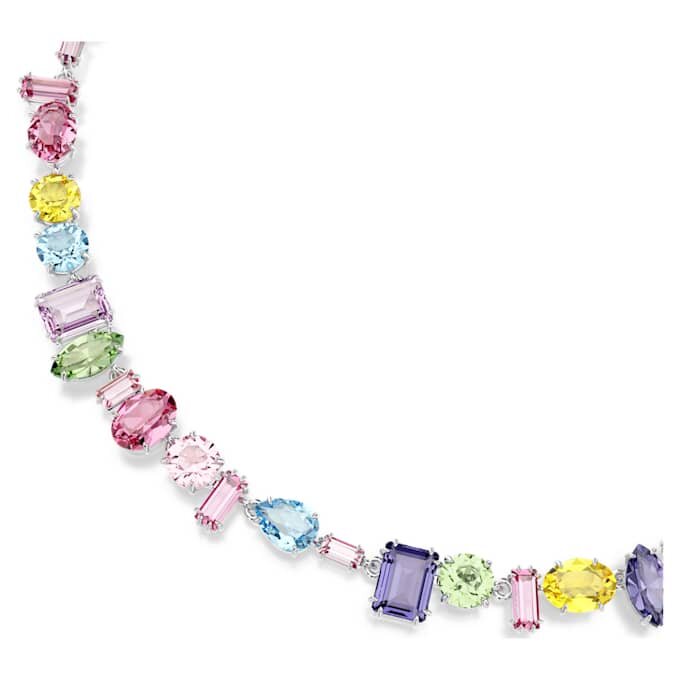 Colier Gema cu tăieturi mixte, multicolor, placat cu rodiu Colier Gema cu tăieturi mixte, multicolor, placat cu rodiu