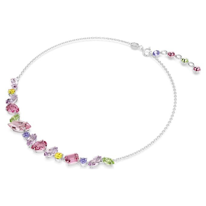 Colier Gema cu tăieturi mixte, multicolor, placat cu rodiu Colier Gema cu tăieturi mixte, multicolor, placat cu rodiu