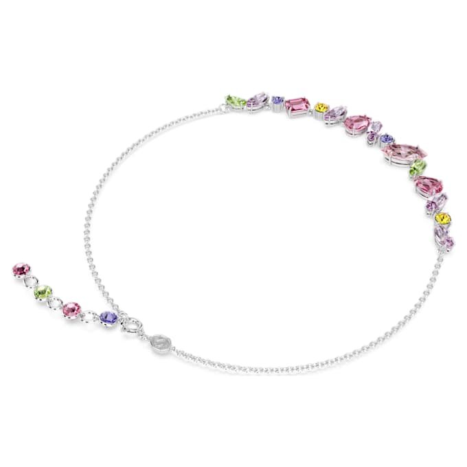 Colier Gema cu tăieturi mixte, multicolor, placat cu rodiu Colier Gema cu tăieturi mixte, multicolor, placat cu rodiu