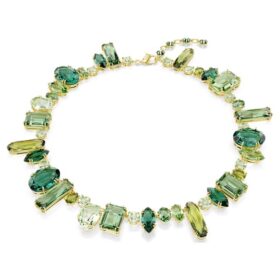 Colier Gema cu tăieturi mixte, verde, placat cu ton auriu Colier Gema cu tăieturi mixte, verde, placat cu ton auriu