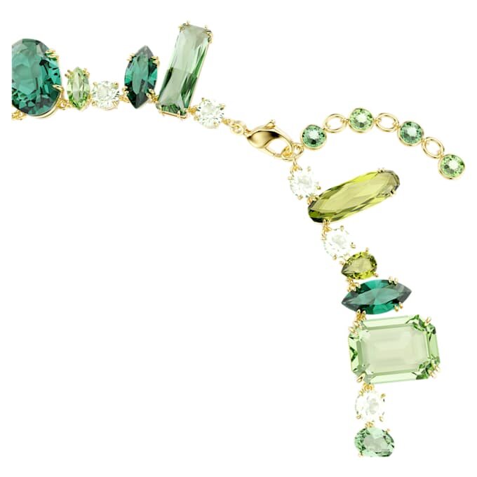Colier Gema cu tăieturi mixte, verde, placat cu ton auriu Colier Gema cu tăieturi mixte, verde, placat cu ton auriu