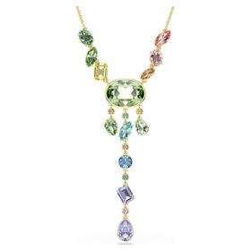 Colier Gema în formă de Y cu tăieturi mixte, multicolor, placat cu aur Colier Gema în formă de Y cu tăieturi mixte, multicolor, placat cu aur