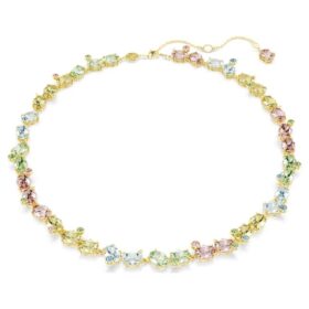 Colier Gema Tennis cu tăieturi mixte, multicolor, placat cu aur Colier Gema Tennis cu tăieturi mixte, multicolor, placat cu aur