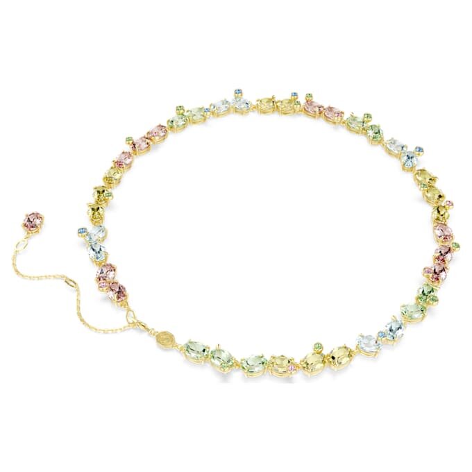 Colier Gema Tennis cu tăieturi mixte, multicolor, placat cu aur Colier Gema Tennis cu tăieturi mixte, multicolor, placat cu aur
