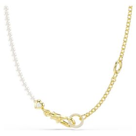 Colier Idyllia cu perle de cristal, alb, placat cu aur