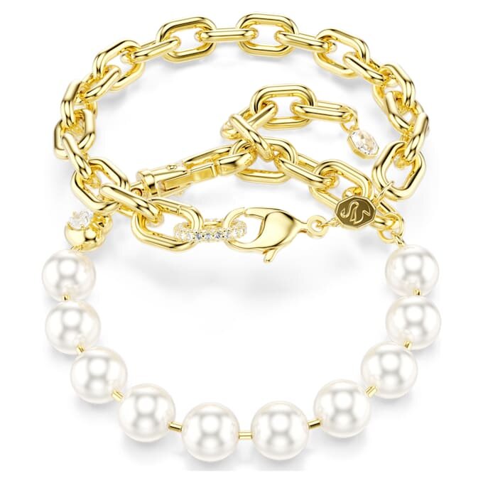 Colier Idyllia cu perle de cristal, alb, placat cu aur Colier Idyllia cu perle de cristal, alb, placat cu aur
