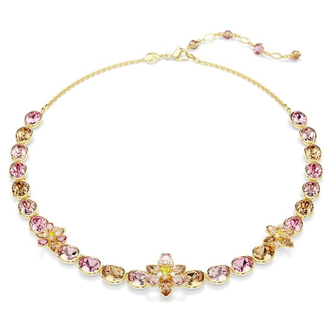 Colier Idyllia cu tăieturi mixte, flori, multicolor, placat cu aur Colier Idyllia cu tăieturi mixte, flori, multicolor, placat cu aur