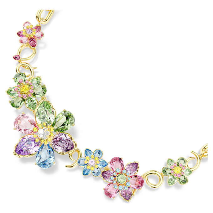Colier Idyllia cu tăieturi mixte, flori, multicolor, placat cu aur Colier Idyllia cu tăieturi mixte, flori, multicolor, placat cu aur