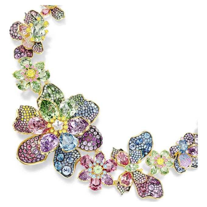 Colier Idyllia cu tăieturi mixte, pavé, flori, multicolor, placat cu aur Colier Idyllia cu tăieturi mixte, pavé, flori, multicolor, placat cu aur