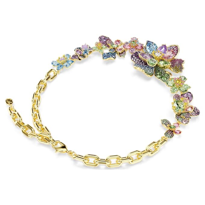 Colier Idyllia cu tăieturi mixte, pavé, flori, multicolor, placat cu aur Colier Idyllia cu tăieturi mixte, pavé, flori, multicolor, placat cu aur