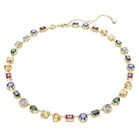 Colier Imber cu tăieturi mixte, multicolor, placat cu ton auriu