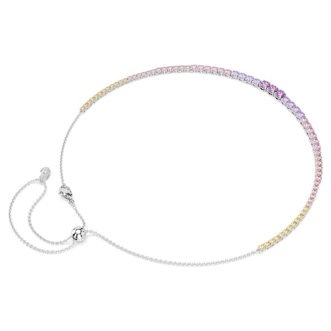 Colier Matrix cu gradient de cristale tăiate rotund, multicolor, placat cu rodiu Colier Matrix cu gradient de cristale tăiate rotund, multicolor, placat cu rodiu