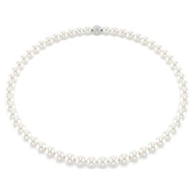 Colier Matrix cu perle de cristal, alb, placat cu rodiu Colier Matrix cu perle de cristal, alb, placat cu rodiu