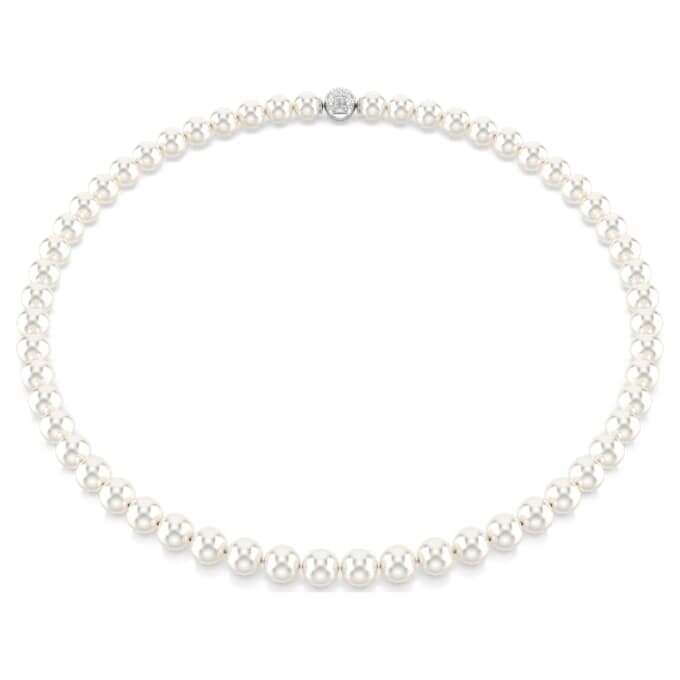 Colier Matrix cu perle de cristal, alb, placat cu rodiu Colier Matrix cu perle de cristal, alb, placat cu rodiu