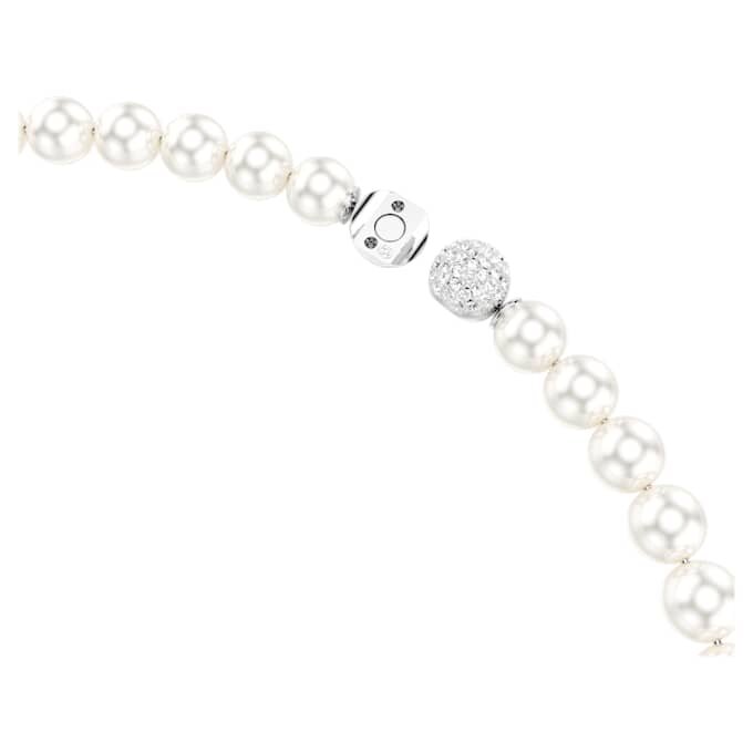 Colier Matrix cu perle de cristal, alb, placat cu rodiu Colier Matrix cu perle de cristal, alb, placat cu rodiu
