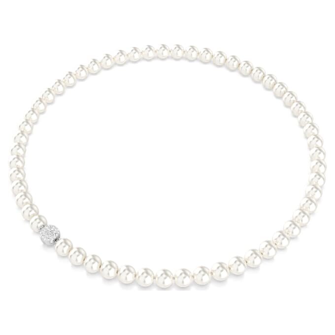 Colier Matrix cu perle de cristal, alb, placat cu rodiu Colier Matrix cu perle de cristal, alb, placat cu rodiu