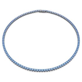 Colier Matrix Tennis cu tăietură rotundă, albastru, placat cu ruteniu Colier Matrix Tennis cu tăietură rotundă, albastru, placat cu ruteniu