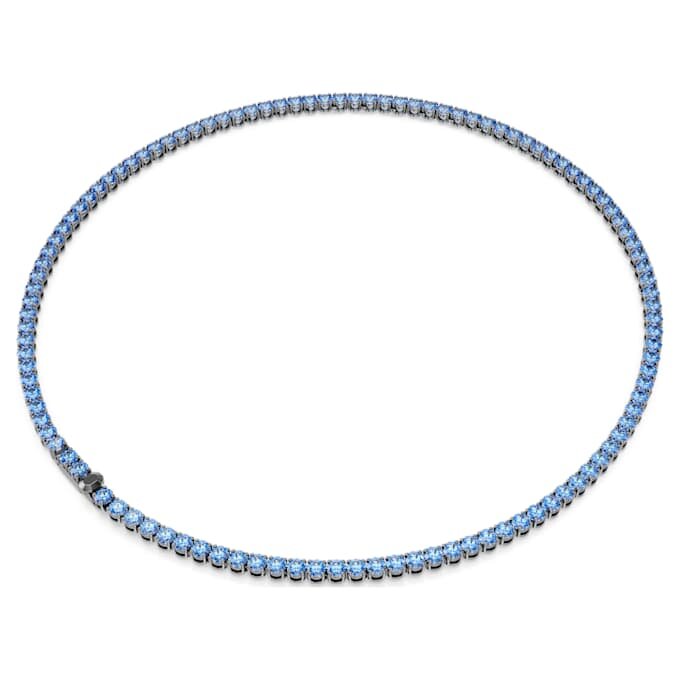 Colier Matrix Tennis cu tăietură rotundă, albastru, placat cu ruteniu Colier Matrix Tennis cu tăietură rotundă, albastru, placat cu ruteniu
