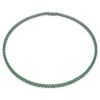 Colier Matrix Tennis cu tăietură rotundă, verde, placat cu ruteniu Colier Matrix Tennis cu tăietură rotundă, verde, placat cu ruteniu