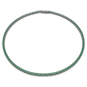 Colier Matrix Tennis cu tăietură rotundă, verde, placat cu ruteniu Colier Matrix Tennis cu tăietură rotundă, verde, placat cu ruteniu