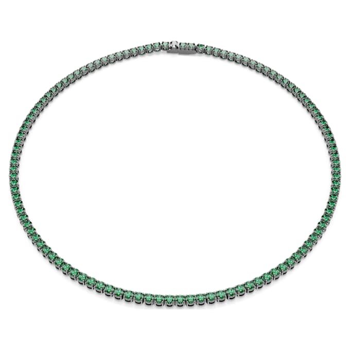 Colier Matrix Tennis cu tăietură rotundă, verde, placat cu ruteniu Colier Matrix Tennis cu tăietură rotundă, verde, placat cu ruteniu