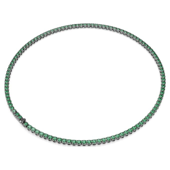 Colier Matrix Tennis cu tăietură rotundă, verde, placat cu ruteniu Colier Matrix Tennis cu tăietură rotundă, verde, placat cu ruteniu