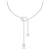 Colier Matrix Y cu perle de cristal, tăietură rotundă, alb, placat cu rodiu Colier Matrix Y cu perle de cristal, tăietură rotundă, alb, placat cu rodiu