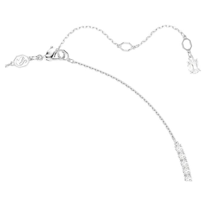 Colier Matrix Y cu perle de cristal, tăietură rotundă, alb, placat cu rodiu Colier Matrix Y cu perle de cristal, tăietură rotundă, alb, placat cu rodiu