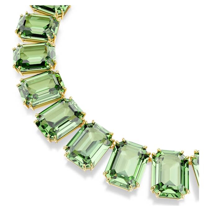 Colier Millenia cu cristale supradimensionate, tăietură octogonală, verde, placat cu aur Colier Millenia cu cristale supradimensionate, tăietură octogonală, verde, placat cu aur