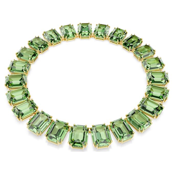Colier Millenia cu cristale supradimensionate, tăietură octogonală, verde, placat cu aur Colier Millenia cu cristale supradimensionate, tăietură octogonală, verde, placat cu aur