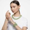 Colier Millenia cu cristale supradimensionate, tăietură octogonală, verde, placat cu aur Colier Millenia cu cristale supradimensionate, tăietură octogonală, verde, placat cu aur