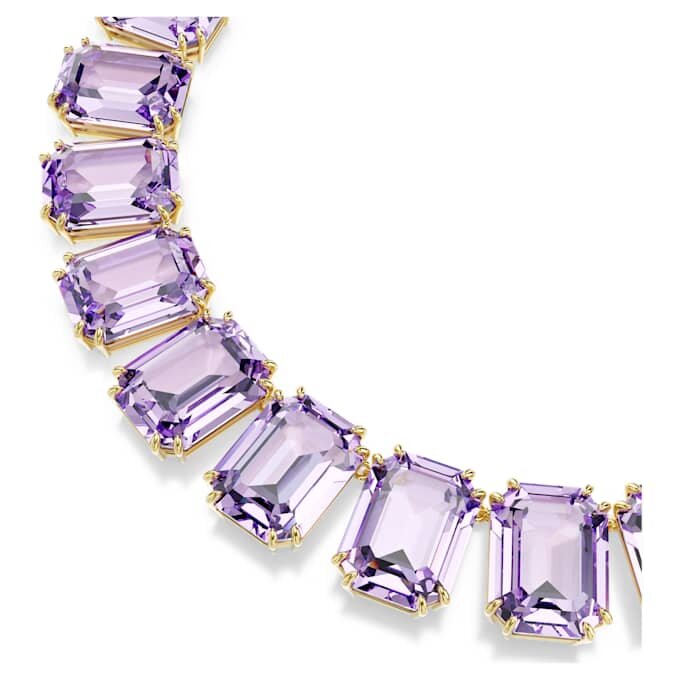 Colier Millenia cu cristale supradimensionate, tăietură octogonală, violet, placat cu aur Colier Millenia cu cristale supradimensionate, tăietură octogonală, violet, placat cu aur