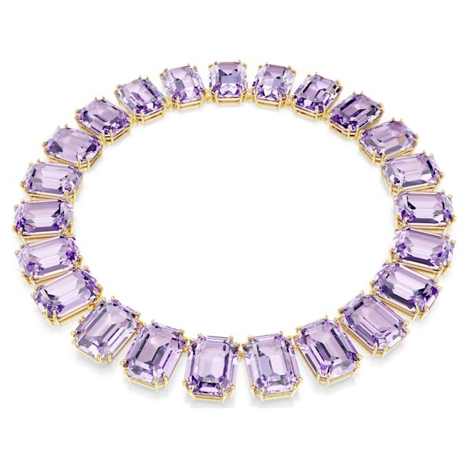 Colier Millenia cu cristale supradimensionate, tăietură octogonală, violet, placat cu aur Colier Millenia cu cristale supradimensionate, tăietură octogonală, violet, placat cu aur