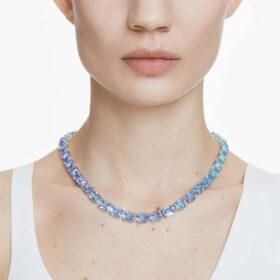 Colier Millenia cu tăietură octogonală, gradient de culoare, albastru, placat cu rodiu Colier Millenia cu tăietură octogonală, gradient de culoare, albastru, placat cu rodiu