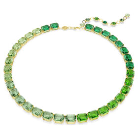 Colier Millenia cu tăietură octogonală, gradient de culori, verde, placat cu aur Colier Millenia cu tăietură octogonală, gradient de culori, verde, placat cu aur
