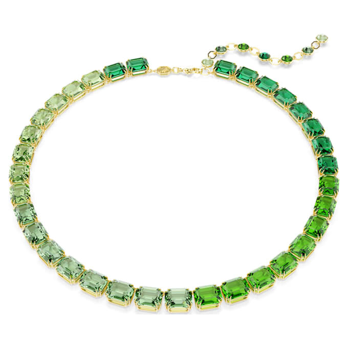 Colier Millenia cu tăietură octogonală, gradient de culori, verde, placat cu aur Colier Millenia cu tăietură octogonală, gradient de culori, verde, placat cu aur