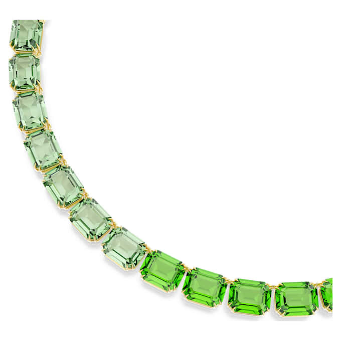 Colier Millenia cu tăietură octogonală, gradient de culori, verde, placat cu aur Colier Millenia cu tăietură octogonală, gradient de culori, verde, placat cu aur