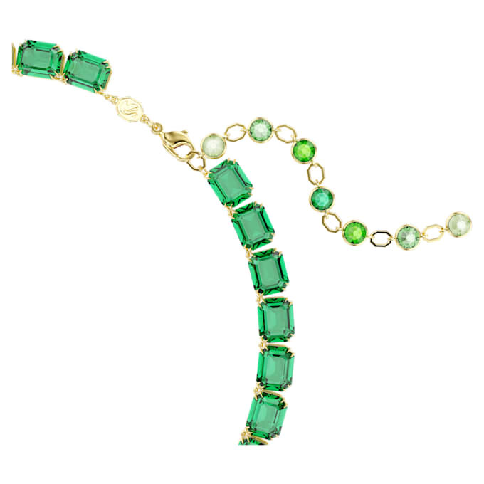 Colier Millenia cu tăietură octogonală, gradient de culori, verde, placat cu aur Colier Millenia cu tăietură octogonală, gradient de culori, verde, placat cu aur
