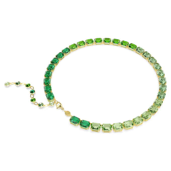 Colier Millenia cu tăietură octogonală, gradient de culori, verde, placat cu aur Colier Millenia cu tăietură octogonală, gradient de culori, verde, placat cu aur