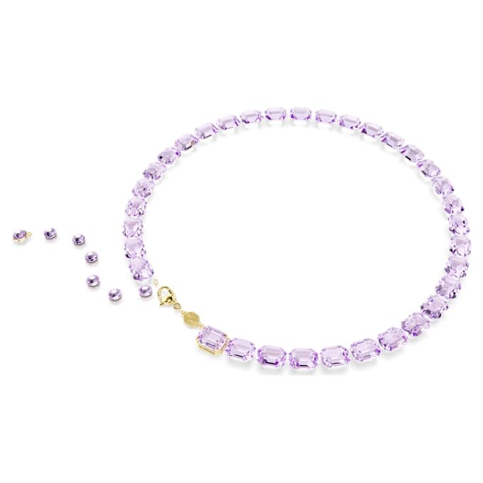 Colier Millenia cu tăietură octogonală, violet, placat cu aur Colier Millenia cu tăietură octogonală, violet, placat cu aur