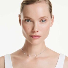 Colier octogonal cu diamante create în laborator, 0,7 carate în total, formă rotundă, argint sterling Colier octogonal cu diamante create în laborator, 0,7 carate în total, formă rotundă, argint sterling