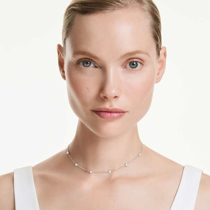 Colier octogonal cu diamante create în laborator, 0,7 carate în total, formă rotundă, argint sterling Colier octogonal cu diamante create în laborator, 0,7 carate în total, formă rotundă, argint sterling