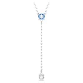 Colier Stilla Attract Y cu tăietură rotundă, albastru, placat cu rodiu Colier Stilla Attract Y cu tăietură rotundă, albastru, placat cu rodiu