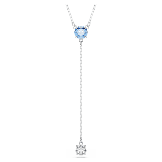 Colier Stilla Attract Y cu tăietură rotundă, albastru, placat cu rodiu Colier Stilla Attract Y cu tăietură rotundă, albastru, placat cu rodiu