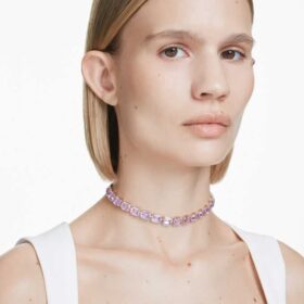 Colier strâns la gât Millenia cu tăietură octogonală, violet, placat cu aur Colier strâns la gât Millenia cu tăietură octogonală, violet, placat cu aur
