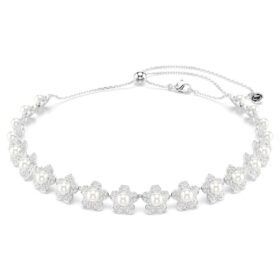Colier strâns pe gât Ariana Grande X Swarovski cu perle de cristal, tăietură rotundă, alb, placat cu rodiu Colier strâns pe gât Ariana Grande X Swarovski cu perle de cristal, tăietură rotundă, alb, placat cu rodiu